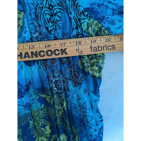 Nue Options Sheer Top Over shirt/Jacket Bust 40".Cback 23". Sleeves18"Blu/Green - Picture 6 of 10